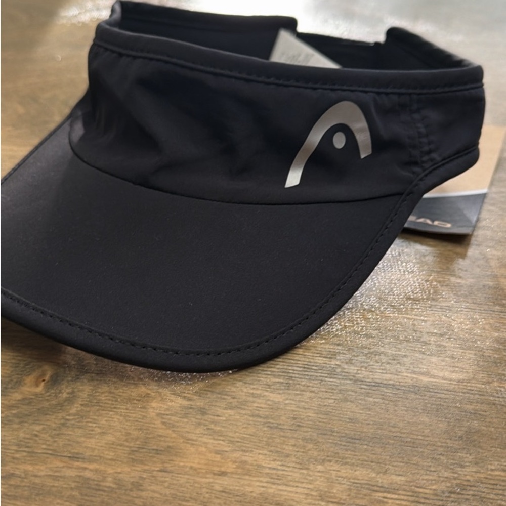Black Head Tennis Visor with Silver Logo